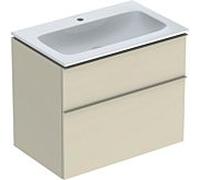 Geberit iCon lavabo avec meuble bas 75 cm 502336JL1 Ensemble lavabo 75x63x48cm, blanc , corps sable brillant, poignée sable mat