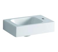 Geberit iCon - Lave-mains sans trop plein, avec trou pour robinet à droite, 38x28 cm, avec KeraTect, blanc 124736600