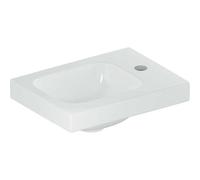 Geberit iCon Light lave-mains, 38 cm x 28 cm, avec trou de robinetterie à droite, sans trop-plein, tablette à droite, 501830, 501.830.00.2, Couleur: blanc/KeraTect