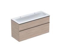 Pack lavabo slim 120 cm avec meuble Geberit iCon 2 tiroirs et siphon Chêne - GEBERIT 502.338.JH.1