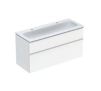 Geberit iCon - Meuble avec double lavabo, 118x48x63 cm, 2 tiroirs, KeraTect, blanc brillant 502.334.01.1