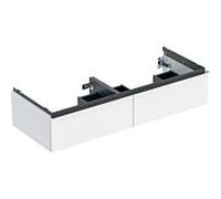 Geberit iCon meuble sous-vasque double 502314012 118,4x24,7x47,6cm, 2 tiroirs, blanc /laqué brillant/poignée chromée brillante