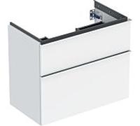 Geberit iCon meuble sous-vasque 502308012 74x61,5x41,6cm, 2 tiroirs, blanc brillant, poignée chromée brillante