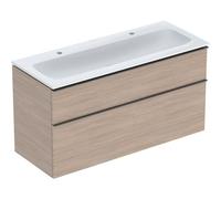 Geberit Meuble avec double lavabo iCon 502.334.JH.1 118x48x63 cm, 2 tiroirs, KeraTect chêne
