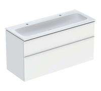Geberit iCon Set lavabo pour meubles avec meuble sous-lavabo, 2 tiroirs, 120x63x48 cm, 502334, 502338013, Couleur: lavabo : blanc, corps/porte : blanc/lacqué mat, poignée : blanc/poudré mat - CM
