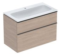 Geberit Pack lavabo iCon 90 cm slim, meuble 2 tiroirs chêne + siphon 502.337.JH.1