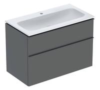Geberit Lavabo iCon 90 cm – meuble 2 tiroirs, lavabo blanc, façade lava mat – 502.337.JK.1