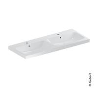 Geberit iCon Light lavabo double, 120 cm x 48 cm, avec 2 trous pour robinets, avec trop-plein,501838, 501.838.00.1, Couleur: blanc