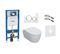 Geberit iCon WC Komplettsett, mit Duofix Sigma WC-Element, Sigma 20 Betätigungsplatte und Zubehör, spülrandlos