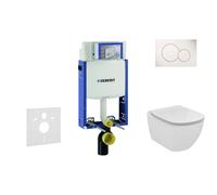 Geberit Kombifix - Bâti-support pour WC suspendu avec plaque de déclenchement Sigma 01, blanc alpin + Ideal Standard Tesi - cuvette et abattant 110.302.00.5 NF1