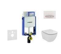 Geberit Kombifix - Bâti-support pour WC suspendu avec plaque de déclenchement Sigma 50, blanc alpin + Ideal Standard Tesi - cuvette et abattant 110.302.00.5 NF8
