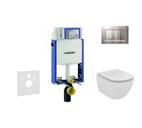 Geberit Kombifix - Bâti-support pour WC suspendu avec plaque de déclenchement Sigma20, chrome mat/chrome + Ideal Standard Tesi - cuvette et abattant 110.302.00.5 NF7