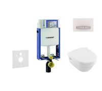Geberit Kombifix - Bâti-support pour WC suspendu avec plaque de déclenchement Sigma50, blanc alpin + Villeroy Boch - cuvette et abattant, DirectFlush, SoftClose, CeramicPlus 110.302.00.5 NB8