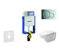 Geberit Kombifix - Ensemble bâti-support, cuvette de toilette et siège D-Code, Rimless, SoftClose, plaque Sigma01, chrome brillant 110.302.00.5 NH2