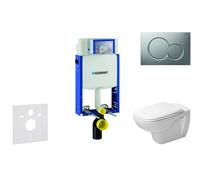 Geberit Kombifix - Ensemble bâti-support, cuvette de toilette et siège D-Code, Rimless, SoftClose, plaque Sigma01, chrome mat 110.302.00.5 NH3