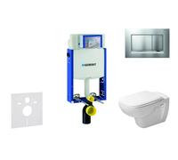 Geberit Kombifix - Ensemble bâti-support, cuvette de toilette et siège D-Code, Rimless, SoftClose, plaque Sigma20, chrome mat / chrome 110.302.00.5 NH7