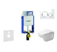 Geberit Kombifix - Ensemble bâti-support, cuvette de toilette et siège D-Code, Rimless, SoftClose, plaque Sigma20, blanc/chrome brillant 110.302.00.5 NH4