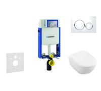 Geberit Kombifix - Ensemble bâti-support, cuvette de toilette et siège Subway 2.0, DirectFlush, SoftClose, CeramicPlus et plaque Sigma20, blanc/chrome brillant 110.302.00.5 NI4