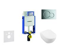 Geberit Kombifix - Ensemble bâti-support, cuvette de toilette et siège Subway 2.0, DirectFlush, SoftClose, CeramicPlus et plaque Sigma01, chrome brillant 110.302.00.5 NI2