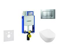 Geberit Kombifix - Ensemble bâti-support, cuvette de toilette et siège Subway 2.0, DirectFlush, SoftClose, CeramicPlus et plaque Sigma20, chrome mat/chrome 110.302.00.5 NI7