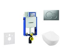 Geberit Kombifix - Ensemble bâti-support, cuvette de toilette et siège Subway 2.0, DirectFlush, SoftClose, CeramicPlus et plaque Sigma01, chrome mat 110.302.00.5 NI3