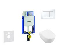 Geberit Kombifix - Ensemble bâti-support, cuvette de toilette et siège Subway 2.0, DirectFlush, SoftClose, CeramicPlus et plaque Sigma20, blanc/chrome brillant 110.302.00.5 NI5