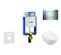 Geberit Kombifix - Ensemble bâti-support, cuvette de toilette et siège Subway 2.0, DirectFlush, SoftClose, CeramicPlus et plaque Sigma20, chrome brillant/chrome mat 110.302.00.5 NI6