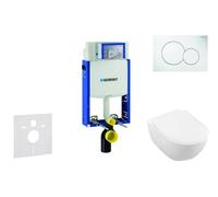 Geberit Kombifix - Ensemble bâti-support, cuvette de toilette et siège Subway 2.0, DirectFlush, SoftClose, CeramicPlus et plaque Sigma01, blanc alpin 110.302.00.5 NI1