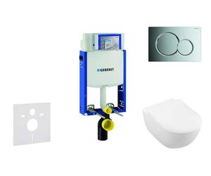 Geberit Kombifix - Ensemble bâti-support, cuvette de toilette et siège Subway 2.0, DirectFlush, SoftClose, CeramicPlus et plaque Sigma01, chrome brillant 110.302.00.5 NI2
