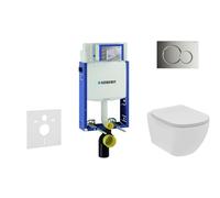 Geberit Kombifix - Ensemble de bâti-support, WC suspendu Rimless+ abattant SoftClose Ideal Standard Tesi, plaque de déclenchement Sigma01 chrome brillant 110.302.00.5 NE2