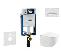 Geberit Kombifix - Set bâti-support, cuvette compacte Gaia et abattant softclose, plaque de déclenchement Sigma50, chrome/blanc alpin SANI15CA3129