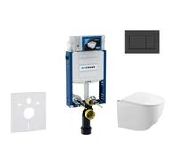 Geberit Kombifix - Set bâti-support, cuvette Gaia et abattant softclose et plaque de déclenchement Sigma20, noir mat/noir SANI15CA5105