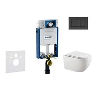 Geberit Kombifix - Set bâti-support, cuvette Gaia et abattant softclose et plaque de déclenchement Sigma20, noir mat/noir SANI15CA5106