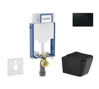 Geberit Kombifix - Set de bâti-support, cuvette Arkas I et abattant softclose, plaque de déclenchement Sigma01, noir SANI15CA5509