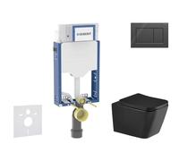 Geberit Kombifix - Set de bâti-support, cuvette Arkas l et abattant softclose, plaque de déclenchement Sigma20, noir brillant/noir mat SANI15CA5511