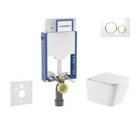 Geberit Kombifix - Set de bâti-support, cuvette Arkas l et abattant softclose, plaque de déclenchement Sigma20, blanc/doré SANI15CA3167