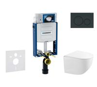 Geberit Kombifix - Set de bâti-support, cuvette compacte Gaia et abattant softclose, plaque de déclenchement Sigma20, noir brillant/noir mat SANI15CA5124