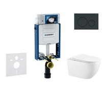 Geberit Kombifix - Set de bâti-support, cuvette compacte Gaia et abattant softclose, plaque de déclenchement Sigma20, noir brillant/noir mat SANI15CA5120