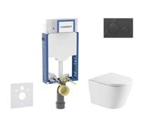 Geberit Kombifix - Set de bâti-support, cuvette Nefia et abattant softclose, plaque de déclenchement Sigma20, noir brillant/noir mat SANI15CA5153