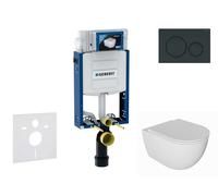 Geberit Kombifix - Set de bâti-support, cuvette Oudee et abattant softclose, plaque de déclenchement Sigma20, noir brillant/noir mat SANI15CA5116