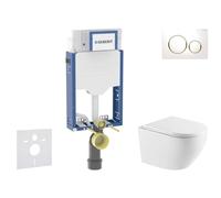 Geberit Kombifix - Set de bâti-support, cuvette Oudee et abattant softclose, plaque de déclenchement Sigma20, blanc/doré SANI15CA3155