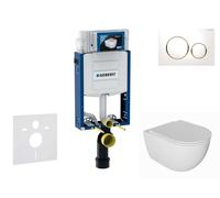 Geberit Kombifix - Set de bâti-support, cuvette Oudee et abattant softclose, plaque de déclenchement Sigma20, blanc/doré SANI15CA3122