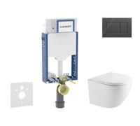 Geberit Kombifix - Set de bâti-support, cuvette Oudee et abattant softclose, plaque de déclenchement Sigma20, noir brillant/noir mat SANI15CA5147