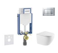 Geberit Kombifix - Set de bâti-support, cuvette Oudee et abattant softclose, plaque de déclenchement Sigma20, chrome mat/chrome SANI15CA2105