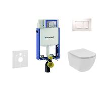 Geberit Kombifix - Set de bâti-support, WC suspendu Rimless+ abattant SoftClose Ideal Standard Tesi, plaque de déclenchement Sigma20 blanc/chrome 110.302.00.5 NE5