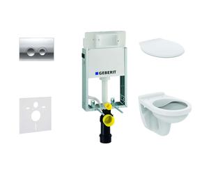 Geberit Kombifix - Set d'installation pré-murale, cuvette Alpha avec abattant, plaque de déclenchement Delta21, chrome brillant 110.100.00.1 NR2