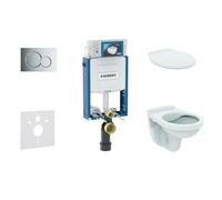 Geberit Kombifix - Set d'installation pré-murale, cuvette Alpha avec abattant, plaque de déclenchement Sigma01, chrome brillant 110.302.00.5 NR2