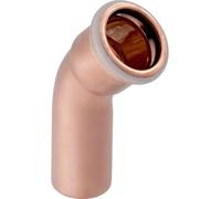Geberit Mapress, coude en cuivre à 45° avec embout de connexion pour tuyaux de 54 mm et joint d'étanchéité CIIR, en cuivre, lot de 4 pièces.
