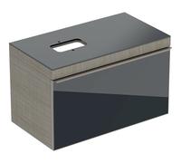 Geberit Meuble sous-lavabo Geberit Citterio 500560JJ1, avec dessus en verre et découpe pour siphon, 88,4x54,3x50,4 cm, texture bois chêne gris brun chêne, 500.560.JJ.1