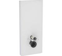 Geberit Monolith module sanitaire pour WC suspendu, 114 cm, entrée deau derrière au centre, avec tubulure de raccordement, 131.031.TD.5, Couleur: Verre blanc / aluminium brossé